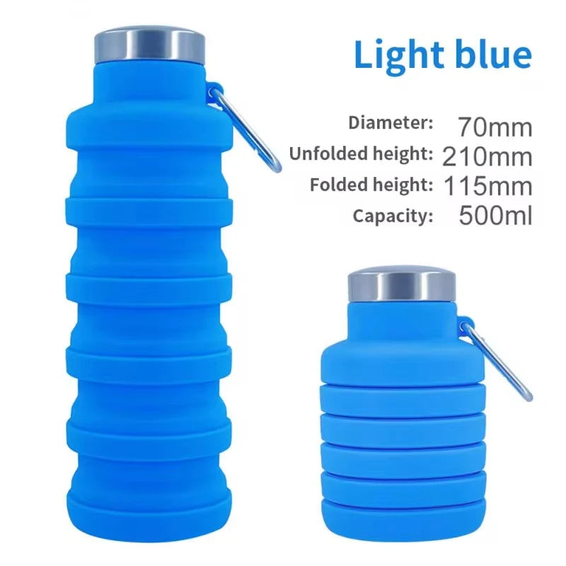 1pc Collapsible Water Bottle - Reusable BPA-Free Silicone Foldable Bottle for Outdoor Hiking, Mountaineering & Travel