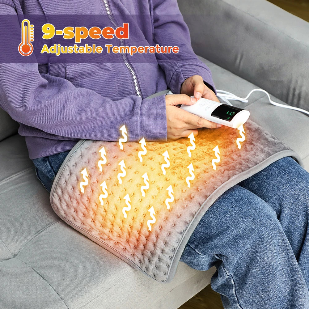 Electric Heating Pad Blanket with 9 Heat Levels and 4 Modes — Adjustable Timer for Shoulder, Neck, Back, Spine, and Legs