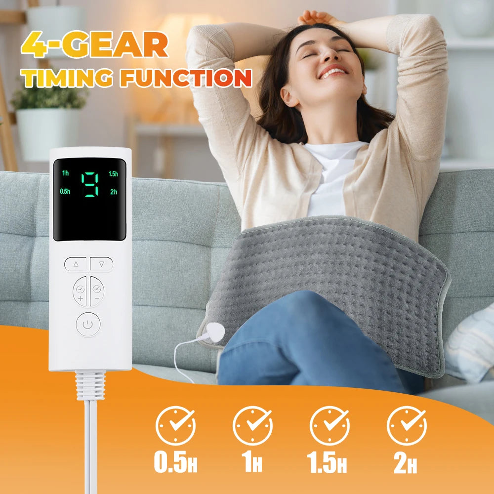 Electric Heating Pad Blanket with 9 Heat Levels and 4 Modes — Adjustable Timer for Shoulder, Neck, Back, Spine, and Legs