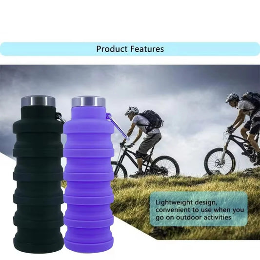 1pc Collapsible Water Bottle - Reusable BPA-Free Silicone Foldable Bottle for Outdoor Hiking, Mountaineering & Travel