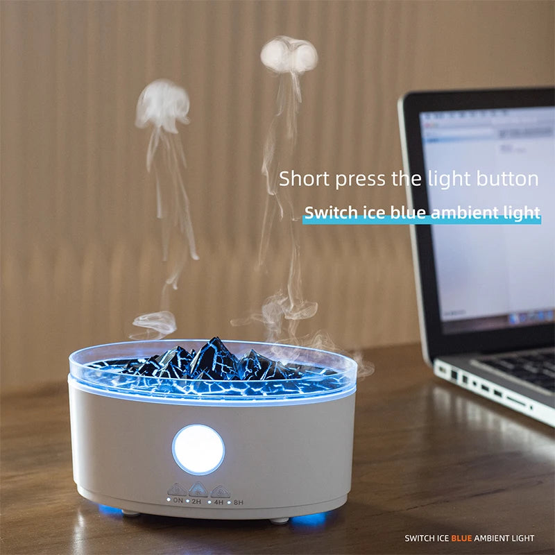 DC 24V Jellyfish Aromatherapy Diffuser with 3-Color Lights, Remote Control, Smoke Ring Humidifier, and Essential Oil Diffuser for Home Use