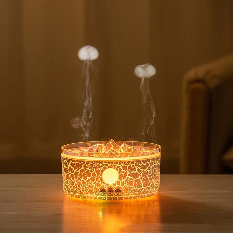 DC 24V Jellyfish Aromatherapy Diffuser with 3-Color Lights, Remote Control, Smoke Ring Humidifier, and Essential Oil Diffuser for Home Use