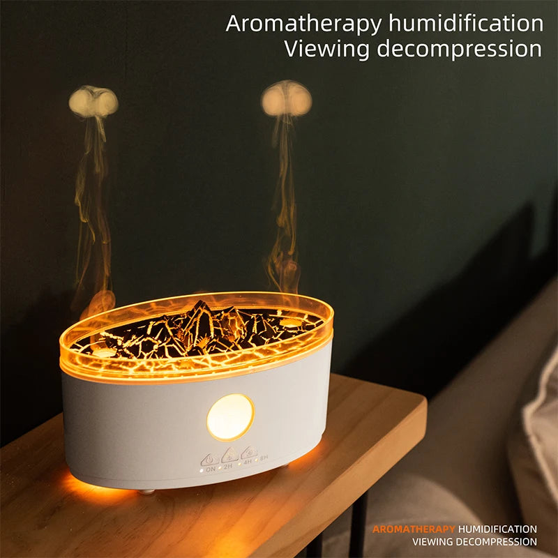 DC 24V Jellyfish Aromatherapy Diffuser with 3-Color Lights, Remote Control, Smoke Ring Humidifier, and Essential Oil Diffuser for Home Use
