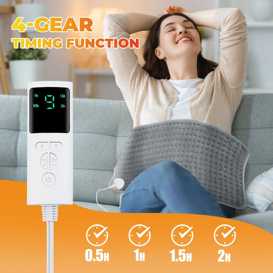 Electric Heating Pad Blanket with 9 Heat Levels and 4 Modes — Adjustable Timer for Shoulder, Neck, Back, Spine, and Legs