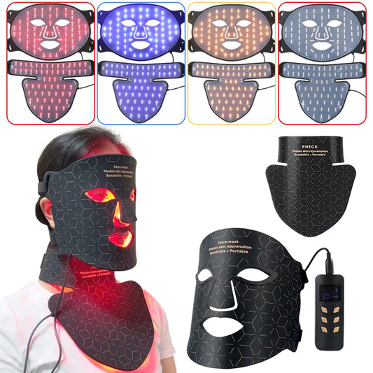 4-Color Silicone LED Face Mask: Red Light + Infrared Therapy for Skin Brightening
