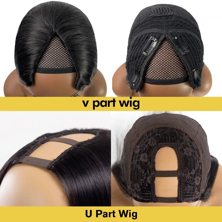 U-V Part Wig & Body Wave Human Hair Wigs - No Leave Out, No Glue - Brazilian Remy
