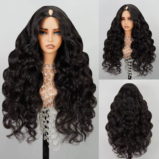 U-V Part Wig & Body Wave Human Hair Wigs - No Leave Out, No Glue - Brazilian Remy