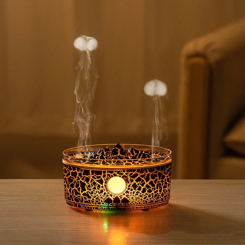 DC 24V Jellyfish Aromatherapy Diffuser with 3-Color Lights, Remote Control, Smoke Ring Humidifier, and Essential Oil Diffuser for Home Use