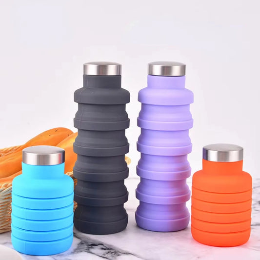 1pc Collapsible Water Bottle - Reusable BPA-Free Silicone Foldable Bottle for Outdoor Hiking, Mountaineering & Travel
